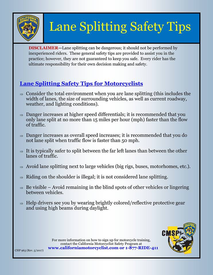 Lane Splitting Guidelines Temp